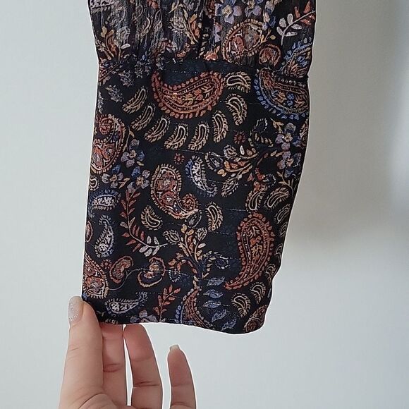 NWOT Halogen Paisley Handkerchief  Hem Long Sleeve Maxi Dress - Picture 9 of 9